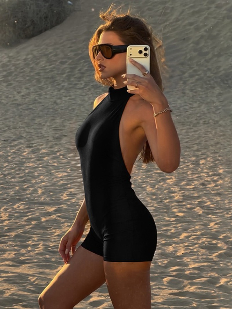 Yoga Overall Fitness - Bodysuit Seksi Tanpa Lengan Model Halter