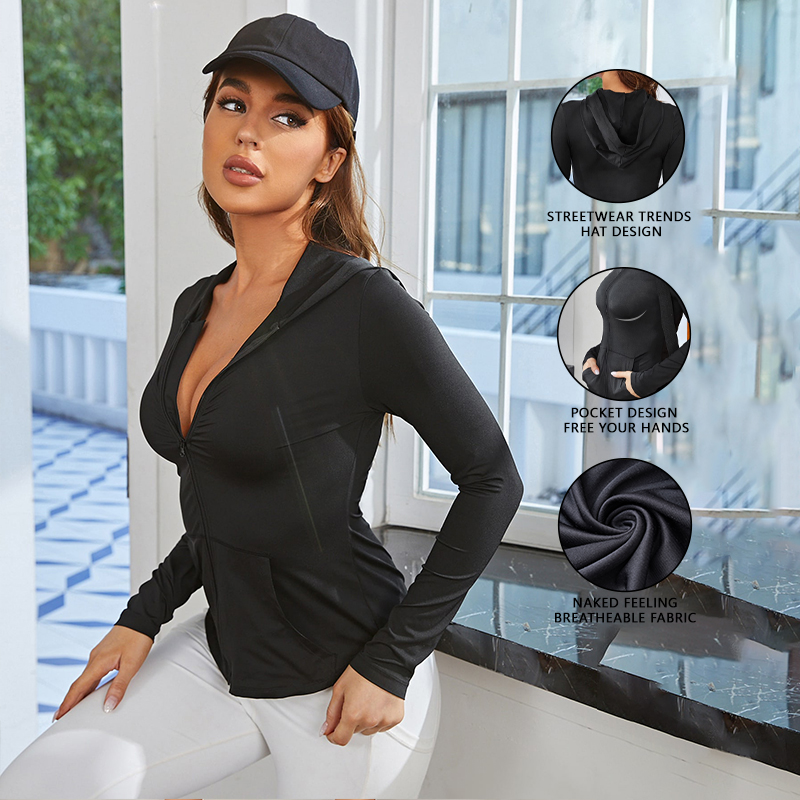 Jaket Olahraga Wanita Hitam, K - Yoga Fitness Workout ulasan dan harga