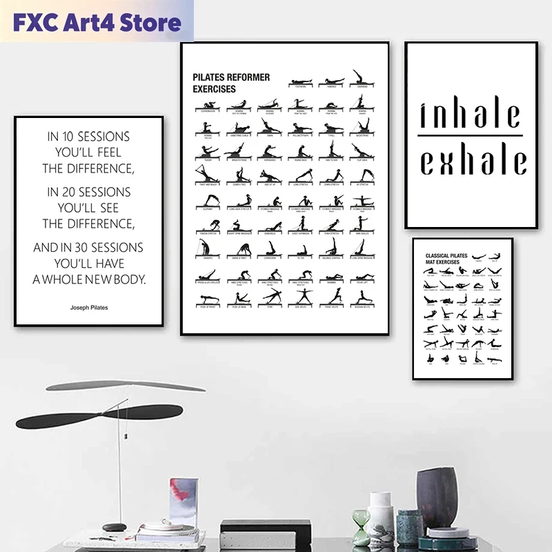 Poster Bagan Latihan Pilates T - Yoga Fitness Workout ulasan dan harga