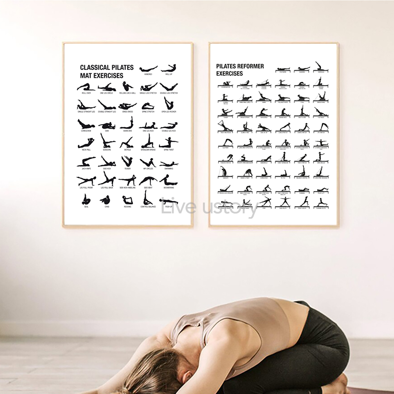 Poster Bagan Latihan Pilates T - Yoga Fitness Workout ulasan dan harga