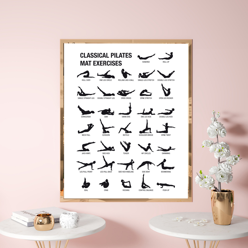 Poster Bagan Latihan Pilates T - Yoga Fitness Workout ulasan dan harga